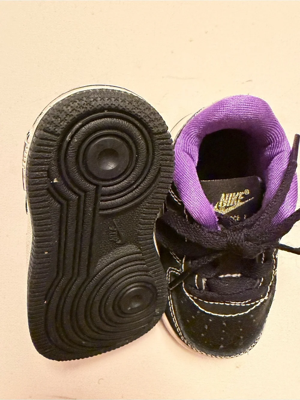 Kids Black and Purple Lace-Up Sneakers